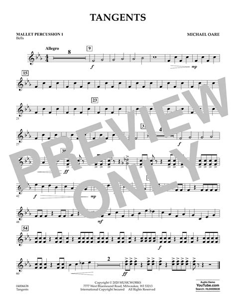 Tangents Mallet Percussion 1 Sheet Music Michael Oare Concert Band