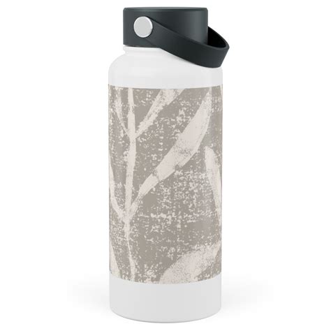 Grass Cloth With Leaves Gray And Cream Stainless Steel Wide Mouth Water Bottle Shutterfly