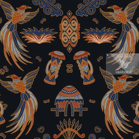 Jual Kain Batik Kwalitas Expor Motif Batik Burung Papua V Hitam