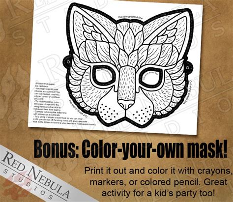 Printable Cat Masks Kitty Paper Party Mask Children's - Etsy