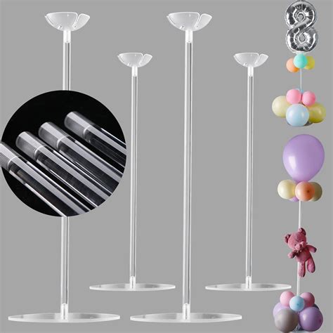 Yallove Clear Acrylic Tabletop Balloon Stand Kit Adjustable Height 4