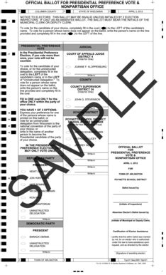 Fillable Online Official Ballot For Presidential Preference Vote Bb