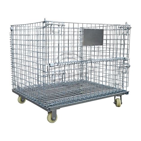 Galvanized Warehouse Stackable Folding Metal Wire Mesh Steel Pallet Box