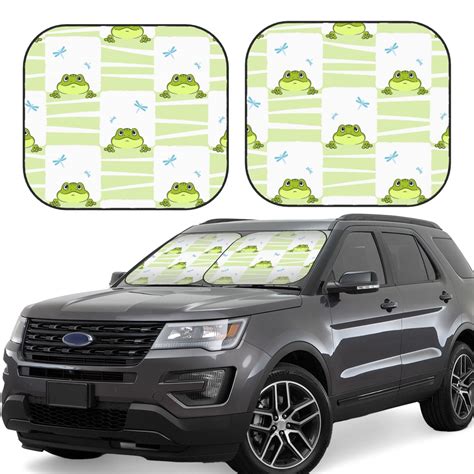 Balery 2 Piece Frogs And Dragonflies Car Windshield Sun Shadefoldable Front Windshield Shade