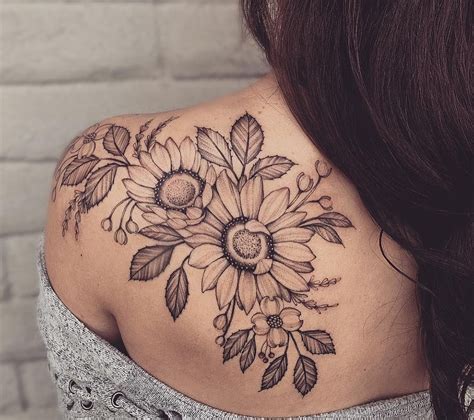 Sunflower Tattoo Shoulder Back Of Shoulder Tattoo Shoulder Tattoos