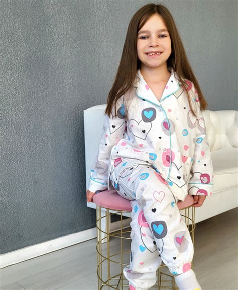 Піжама фланелева дитяча (сорочка+штани) Сердечки 98-110 біла від ...