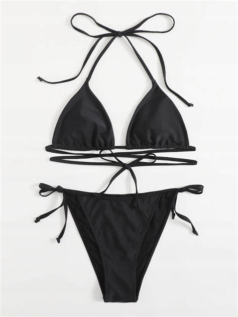 R44N011 KOMPLET CZARNE BIKINI GŁADKIE SHEIN M 13395310136 oficjalne archiwum Allegro