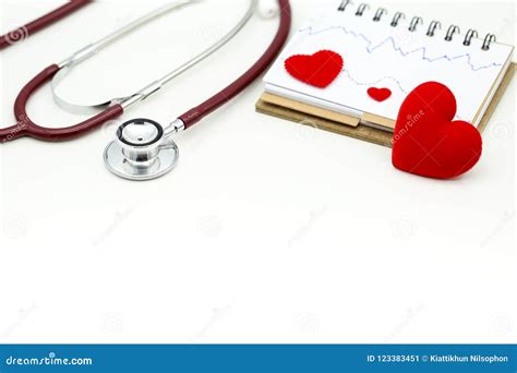 Cardiogram With Stethoscope And Red Heart A Heart Beats Graph Co Stock