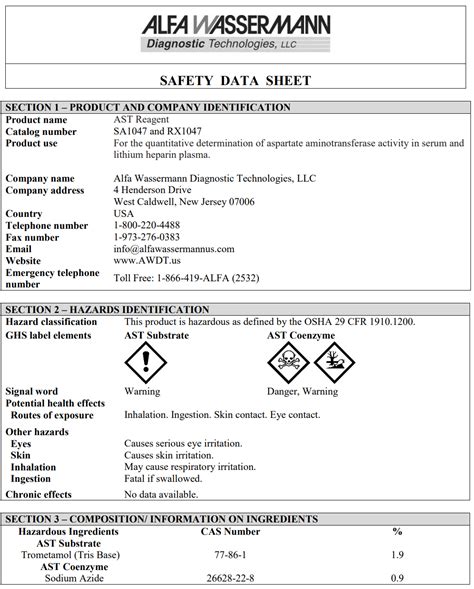 Reagent Kit Hepatic General Chemistry Aspartate Aminotransferase Ast