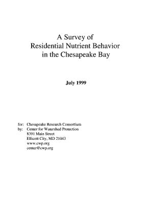 Fillable Online Cfpub Epa A Survey Of Residential Nutrient Behavior In