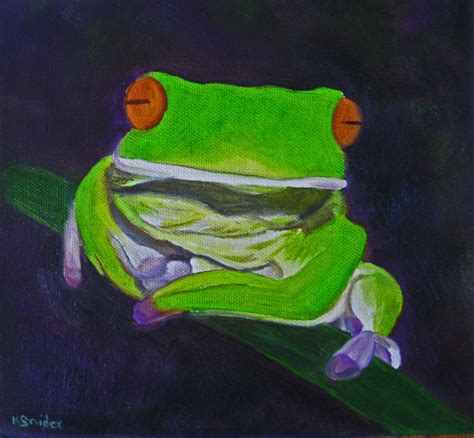 Frog Painting Frog Oil Painting Green Frog Art Frog on Canvas