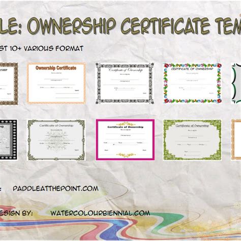 Ownership Certificate Templates 10 Free Exclusive Designs Throughout