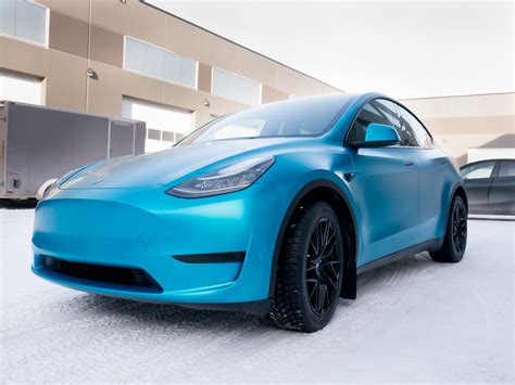 Tesla Model Y Gloss Teal Vinyl Wrap Stealth Ppf