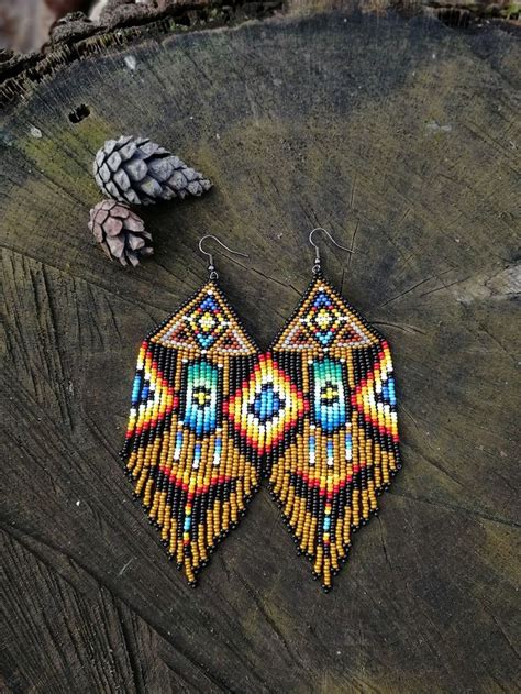 Cherokee Style Native America Inspired Bead Earrings Native Etsy In