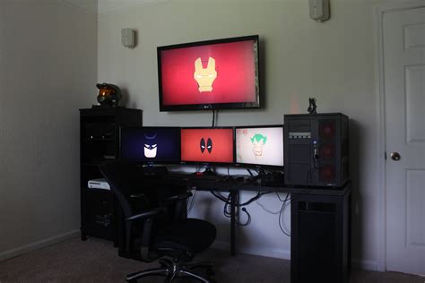 Multi Monitor Workstation With Tv Desk Computer Station Gaming