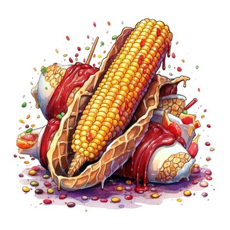 Premium Ai Image Watercolor Clipart Mouthwatering Elotes