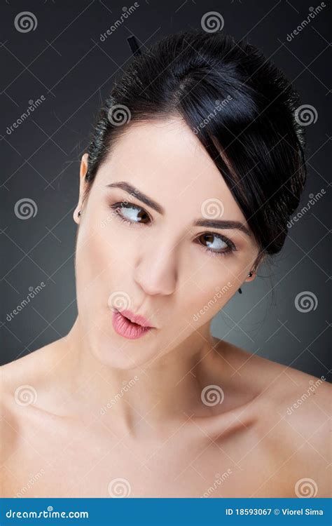 Funny Woman with Eyes Crossed Stock Image - Image of background ...