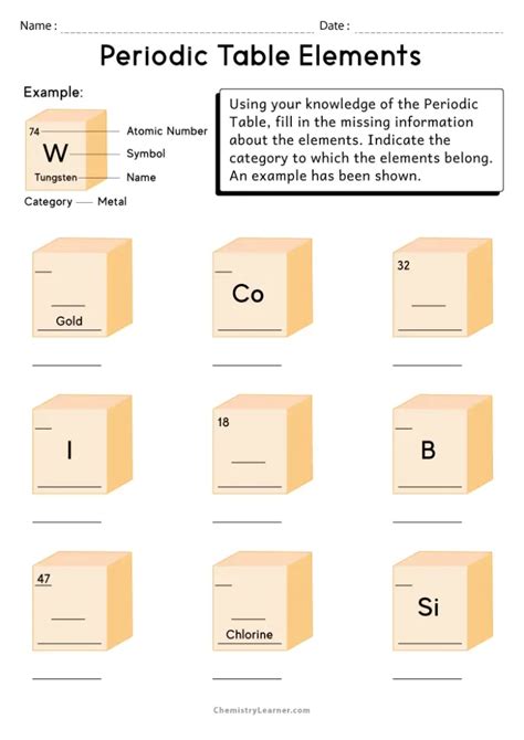 Free Printable Periodic Table Worksheets