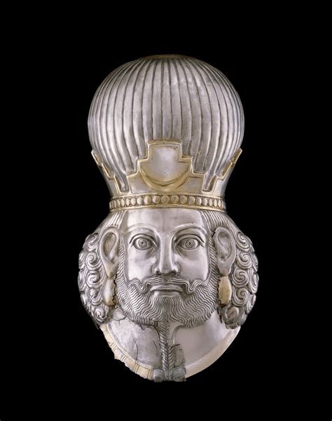 Silver head of a Persian King, Sassanid Empire. Dating from the fourth ...