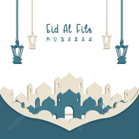 รูปeid Al Fitr Mubarak เทศกาลอิสลามสีฟ้าสีเทาพร้อมพื้นหลังโปร่งใส Png เทศกาลอิสลาม Aidil