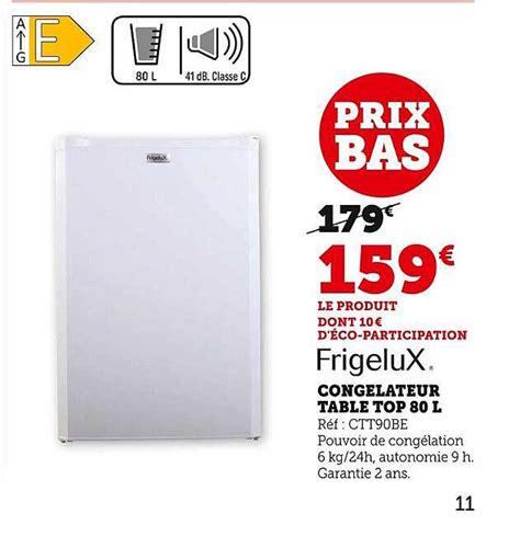 Promo Congélateur Table Top 80 L Frigelux chez Hyper U iCatalogue fr