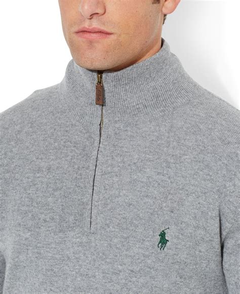 Polo Ralph Lauren Merino Wool Half Zip Sweater In Gray For Men Lyst