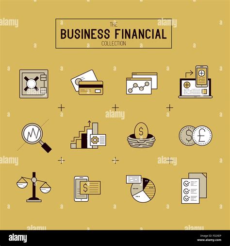 Business Financial Icon Set A Collection Of Gold Financial Icons