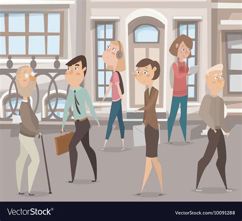 People walking on the street cartoon characters Vector Image