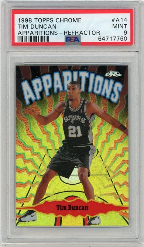 Tim Duncan Topps Chrome Apparitions Refractor Psa A