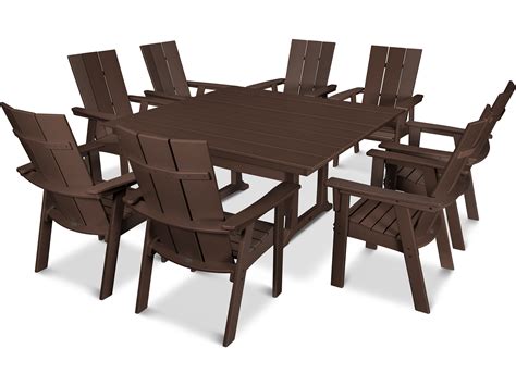 POLYWOOD® Modern Recycled Plastic 9 Piece Farmhouse Patio Dining Set ...