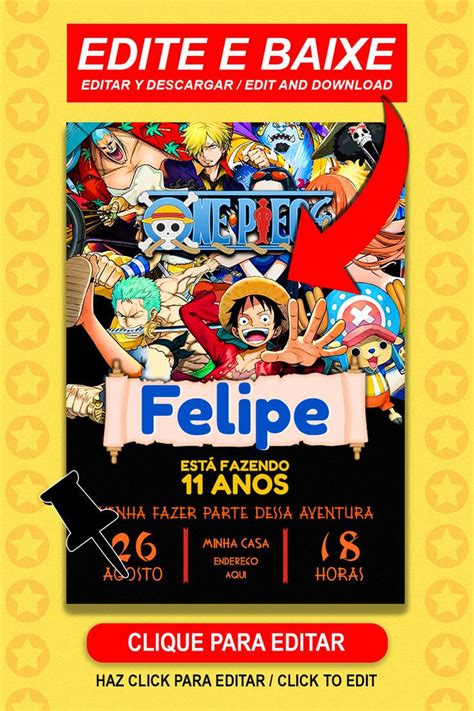 Fazer Convite Online Convite Digital Anivers Rio One Piece