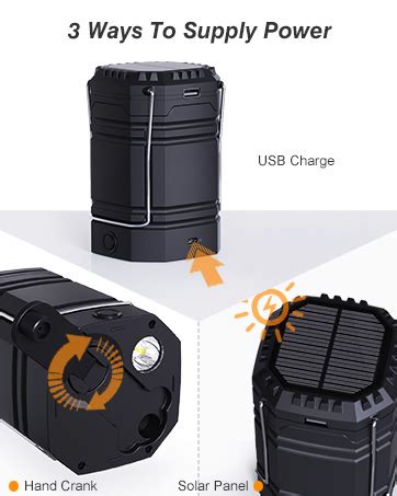 Rocam Led Solar Camping Light Camping Wind Up Lantern Hand Crank