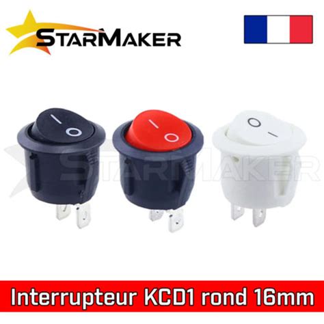 KCD1 Interrupteur à bascule rond 16 mm mini 230V 24V 12V 6A 10A 2