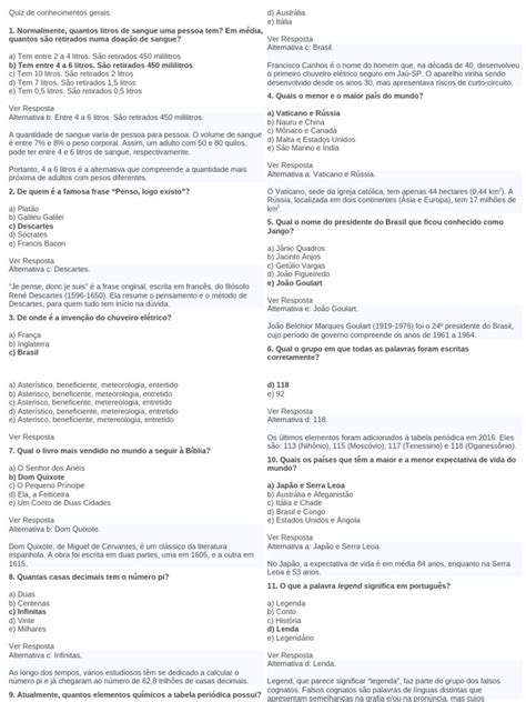 Quiz Conhecimentos Gerais Facil - Quiz de Conhecimentos Gerais | PDF | Netuno | Júpiter