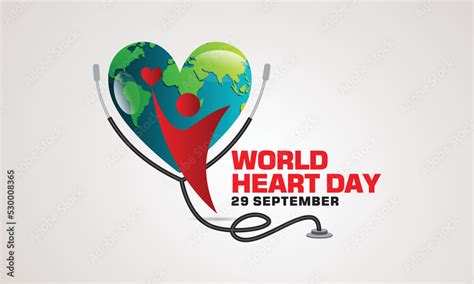 World Heart Day Logo Design With Stethoscope Vector Stock Vector ...