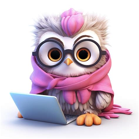 Premium Ai Image An Owl Wearing Glasses With A Pink Scarf And A Scarf