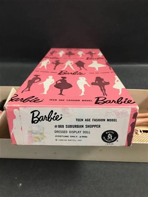 Lot No Brunette Ponytail Barbie Dressed Display Doll In Pink Box Wears Suburban Shopper