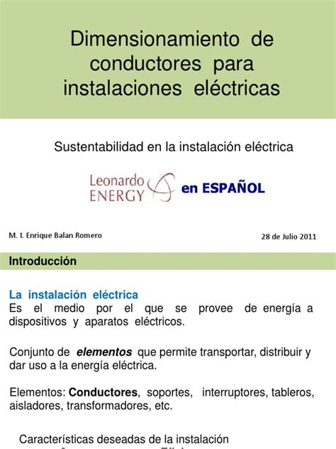 Dimensionamiento De Conductores Para Instalaciones Eléctricas