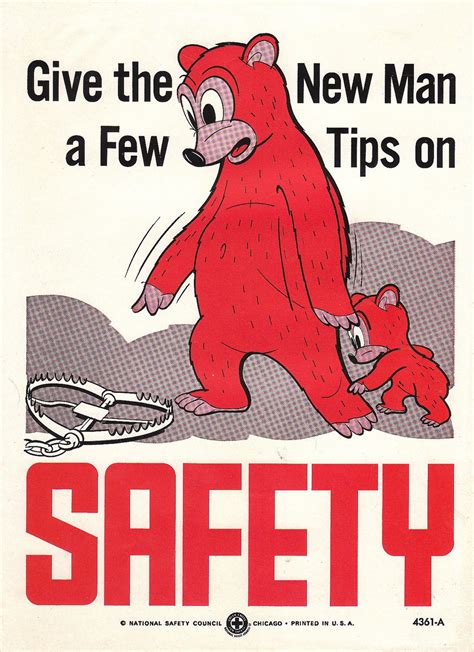 Vintage National Safety Poster Tips On Safety Bear