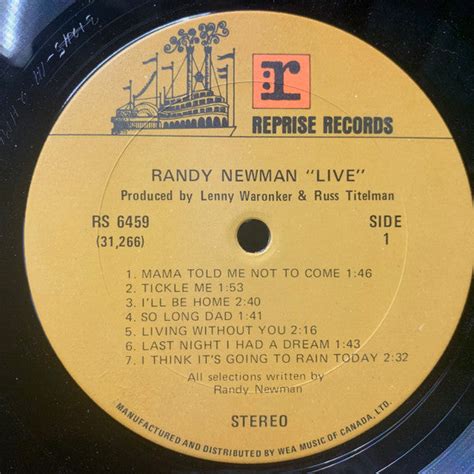 Randy Newman Live Vinyl Pursuit Inc