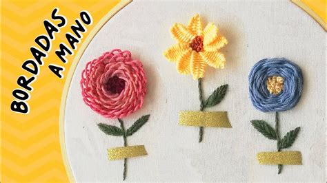 5 PUNTADAS Para BORDAR Flores Paso A Paso Bordado A Mano Para