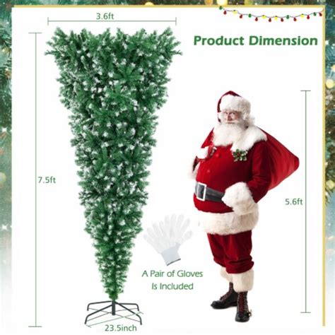 7 5FT Pre Lit Snowy Inverted Christmas Tree Artificial Tree W 400 LED