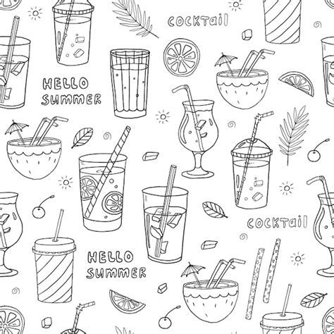 Premium Vector Cartoon Seamless Pattern With Acoholic And Nonacoholic