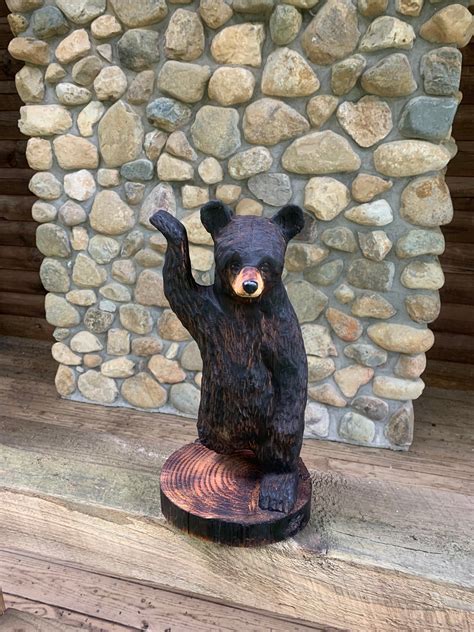 Bear Chainsaw Carving Wooden Bear Sculpture Black Bear Carving Bear