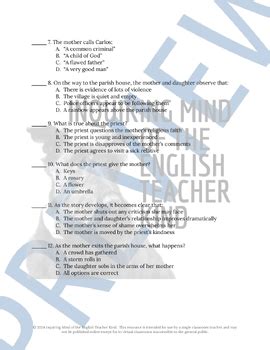 Tuesday Siesta By Gabriel Garcia Marquez Quiz And Answer Key For High