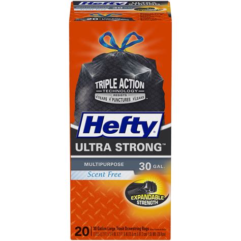 Hefty® Ultra Strong™ Multi-Purpose Large Trash Bags, 30 Gallon, 20 Bags (Scent Free) - Walmart ...