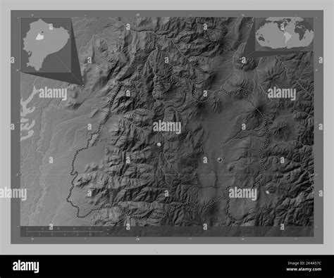 Cotopaxi Province Of Ecuador Grayscale Elevation Map With Lakes And