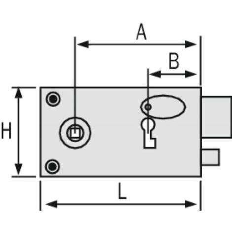 Serrure en applique horizontale Pêne dormant A gorges main gauche
