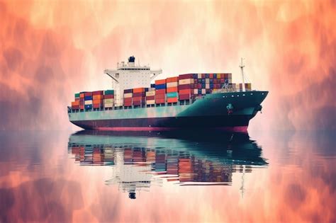 Premium Ai Image Business Logistics Concept Container Ship At Sea