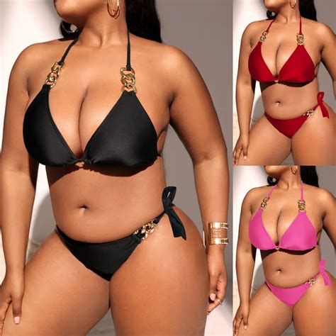 DAMOCHIC Plus Size Beach Girl Extreme Mini Micro Bikini Set Big Cups